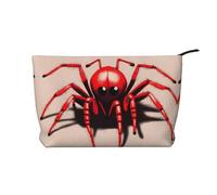Jolie petite araignée rouge imprimée trousse de maquillage en velours côtelé pour le rangement des cosmétiques avec fermeture éclair pour voyage, camping et utilisation quotidienne