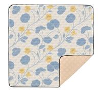Jolie petite fleur jaune bleu doux épais tapis de jeu pour bébé pour le sol 1 pièce tapis d'activité pour bébés nourrissons tout-petits 127 x 127 cm
