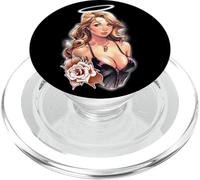 Jolie Pin-Up Angel Blonde X Rose Vintage PopSockets PopGrip pour MagSafe
