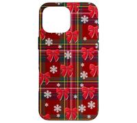 Jolie Plaid Rouge Buffle, Flocons de Neige et arcs Joyeux Coque pour iPhone 16 Pro Max