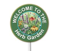Jolie plaque de jardin d'herbes aromatiques, cadeau pour jardinier herboriste, inscription « Welcome to the Herb Garden », 23 x 23 cm, lot de 1, en aluminium robuste, résistant aux intempéries et à la