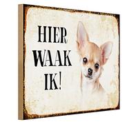 Jolie plaque en bois Chihuahua | Hier waak ik! | Design vintage | 40 cm x 30 cm