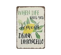 Jolie plaque en métal en forme de citron - Décoration murale vintage « When Life Gives You Lemons » - Pour maison, café, bar, club, bar, maison, garage, restaurant, café - 20,3 x 30,5 cm