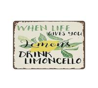 Jolie plaque en métal en forme de citron - Décoration murale vintage « When Life Gives You Lemons » - Pour maison, café, bar, club, bar, maison, garage, restaurant, café - 30,5 x 40,6 cm