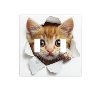 Jolie plaque murale avec motif chat qui regarde hors d'un trou - 11,4 x 11,4 cm