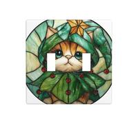 Jolie plaque murale avec motif chaton habillé comme un sapin de Noël - 11,4 x 11,4 cm