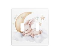 Jolie plaque murale décorative avec petit lapin endormi - 11,4 x 11,4 cm
