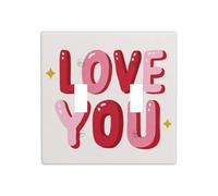 Jolie plaque murale décorative pour la Saint Valentin Love You - Taille standard - 11,4 x 11,4 cm