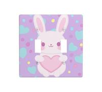 Jolie plaque murale en forme de lapin tenant un grand cœur - 11,4 x 11,4 cm