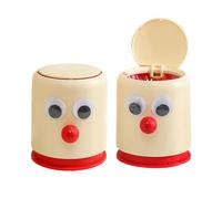 Jolie poubelle de bureau, petite poubelle de bureau, grands yeux, petite poubelle de type presse | Poubelle de recyclage de dessin animé avec couvercle, panier