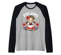 Jolie Robe Folklorique Traditionnelle Polonaise avec Fleurs pour Enfants Manche Raglan