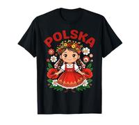 Jolie Robe Folklorique Traditionnelle Polska pour Enfants avec Fleurs polonaises T-Shirt