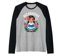 Jolie Robe Traditionnelle du Nicaragua avec Drapeau Art pour Enfants Manche Raglan
