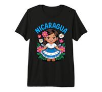 Jolie Robe Traditionnelle du Nicaragua avec Drapeau Art pour Enfants T-Shirt Haut de Gamme
