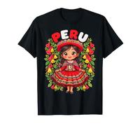 Jolie Robe Traditionnelle du Pérou pour Fille avec Fleurs colorées T-Shirt