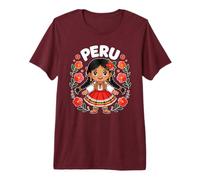 Jolie Robe Traditionnelle du Pérou pour Fille avec Fleurs colorées T-Shirt Haut de Gamme