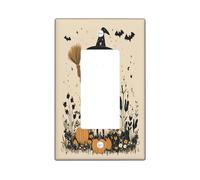 Jolie sorcière d'Halloween décorative pour interrupteur à bascule unique, balai, citrouilles, chauve-souris, plaque électrique pour cuisine, salle de bain, interrupteur sorcière