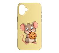 Jolie Souris de Dessin animé avec Biscuit Coque pour iPhone 16 Plus