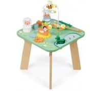 Jolie table multi-activites eveil bebe theme ferme 36x36x53 5cm - hauteur 32cm - jouet en bois peinture a l'eau - des 12 mois