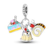 Jolie tentation - Gâteau à thé, baken boulangerie pâtissier - Charm en argent sterling 925 - Accessoire cadeau, B/H/T ca.: 13 x 25 x 8 mm Maxi.Bandbreite: 4.9 mm, Argent sterling, Pas de gemme
