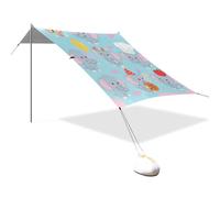 Jolie tente de plage imperméable avec pelle à sable pour camping, pique-nique, jardin et pêche Motif éléphant Gris