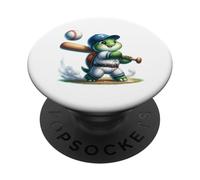 Jolie Tortue Joueur de Baseball avec Motif Animal PopSockets PopGrip Adhésif