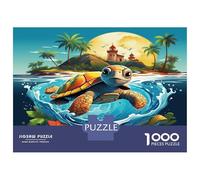 Jolie Tortue Puzzles 1000 Pièces pour Adultes Plage Tropicale Jeu Éducatif Décoration De La Maison pour Adultes Et Enfants Age 14 Years Up 38x26cm/1000pcs