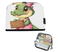 Jolie trousse à crayons amusante avec motif alligator avec fermeture éclair - Grand sac de rangement pour filles et salle de classe - Pour la rentrée scolaire - Fournitures de bureau