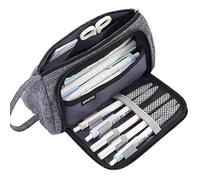 Jolie trousse à crayons avec fente pour stylos, poche en maille, organisateur de papeterie, pinceaux de maquillage, pochette à outils, cadeau pour étudiants, enfants, filles, Noir , cotton and liner