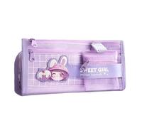 Jolie trousse à crayons de grande capacité à cinq couches pour filles, boîte de papeterie multifonctionnelle, Violet, Five layer storage