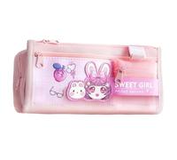 Jolie trousse à crayons de grande capacité à cinq couches pour filles, boîte de papeterie multifonctionnelle, rose, Five layer storage