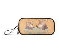 Jolie trousse à crayons de grande capacité avec 3 compartiments et inscription « I Didn't Mean It » pour adolescents, garçons, filles, adultes et étudiants, Adorable Capybara I Didn't Mean It, Taille