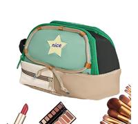 Jolie trousse à crayons esthétique et esthétique | Porte-stylo avec motif étoilé - Fermeture éclair robuste, trousse de maquillage portable, fournitures scolaires pour filles et , vert, Voir