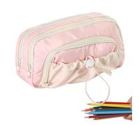 Jolie trousse à crayons imperméable pour l'école et le bureau, rose | Trousse spacieuse pour stylos et crayons pour étudiants, artistes, bureau, maison, école, architectes, dessins, voyageurs