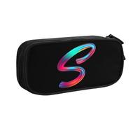 Jolie trousse à crayons initiale pour enfants et étudiants, grande capacité pour garçons et filles, trousse à crayons avec motif de lettre, organiseur de papeterie de bureau, lettre S arc-en-ciel