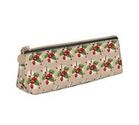 Jolie trousse à crayons triangulaire en cuir avec fermeture éclair pour garçons filles élèves pour le travail et l'école Rouge, blanc, Taille unique, Trousse de maquillage