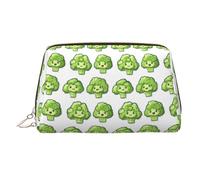 Jolie trousse de maquillage à imprimé brocoli vert - Trousse de toilette de voyage pour femme - Grande capacité - Trousse de maquillage en cuir - Jolie pochette de maquillage
