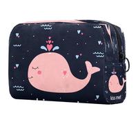 Jolie trousse de maquillage avec fermeture éclair Motif baleine rose Kiss Me pour femme, multicolore, 18.5x7.5x13cm/7.3x3x5.1in, Trousse de toilette