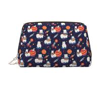 Jolie trousse de maquillage avec imprimé alpaga spatial, trousse de toilette de voyage pour femme, grande capacité, trousse de maquillage en cuir, trousse de maquillage, jolie pochette de maquillage