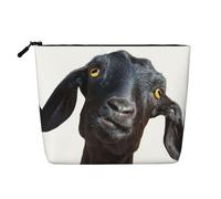 Jolie trousse de maquillage avec imprimé chèvre noire pour femme, trousse de toilette, organisateur de maquillage de voyage spacieux, Noir , Taille unique
