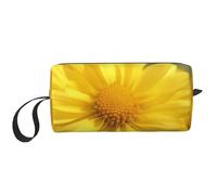 Jolie trousse de maquillage avec motif bonhomme de neige pour femme et fille - Portable - Trousse de maquillage de voyage avec poignée, Tableau Fleur Jaune, Taille unique, Trousse de maquillage