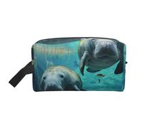 Jolie trousse de maquillage d'extérieur à imprimé floral pour femme - Organiseur de maquillage de voyage - Grande capacité - Avec poignée, Animaux de la mer des Antilles, Taille unique, Trousse de