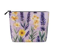 Jolie trousse de maquillage pour sac à main, cosmétiques, voyage, trousse de toilette décontractée avec fermeture éclair, Fleur violette 4, Taille unique, Trousse de maquillage