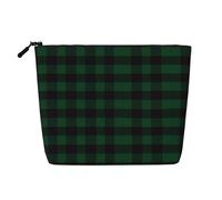 Jolie trousse de maquillage pour sac à main, trousse de toilette décontractée avec fermeture éclair, Plaid Buffalo noir et vert 10, Taille unique, Trousse de maquillage