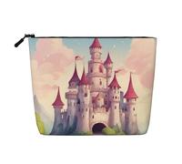 Jolie trousse de toilette avec impression de château03 de conte de fées - Grande capacité - Trousse de maquillage de voyage pour femme - Pour un usage quotidien et les voyages, Noir , Taille unique