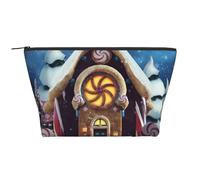 Jolie trousse de toilette avec imprimé floral rose pour femme - Trapézoïdale - Trousse de toilette avec fermeture éclair, Lollipops Cottage Sapins de Noël, Taille unique, Trousse de maquillage