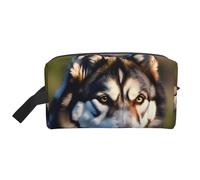 Jolie trousse de toilette de voyage avec impression husky pour femme, trousse de toilette pour homme, trousse de toilette de voyage, blanc, Taille unique