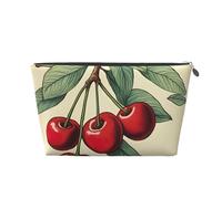 Jolie trousse de toilette de voyage en cuir avec imprimé cerise rouge pour femme, trousse de voyage pour articles de toilette, trousse de maquillage, Argenté., Taille unique, Trousse de toilette