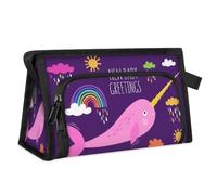Jolie trousse de toilette de voyage pour femmes, hommes, filles, garçons, narval licorne, trousse de maquillage, trousse de toilette, organisateur de cosmétiques, trousse de douche, couleur, M,