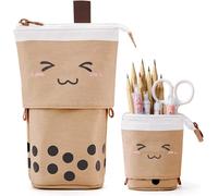 Jolie Trousse Télescopique 2-En-1, Porte-Stylo Rétractable, Pour Les Étudiants, Le Bureau, Les Femmes, Les Filles Et Les Garçons, Bubble Tea, Taille Unique, Pochette Supplémentaire